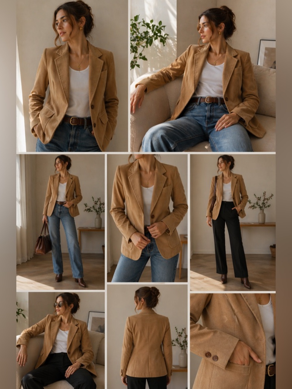 Vintage Camel Wool Blend Blazer TomBoy LeSport Tailored Jacket Size XS Small